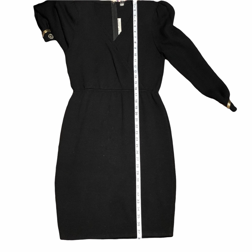 St. John Collection Black Knitted Dress 3/4 Sequin Sleeves MADE IN USA - Picture 11 of 13